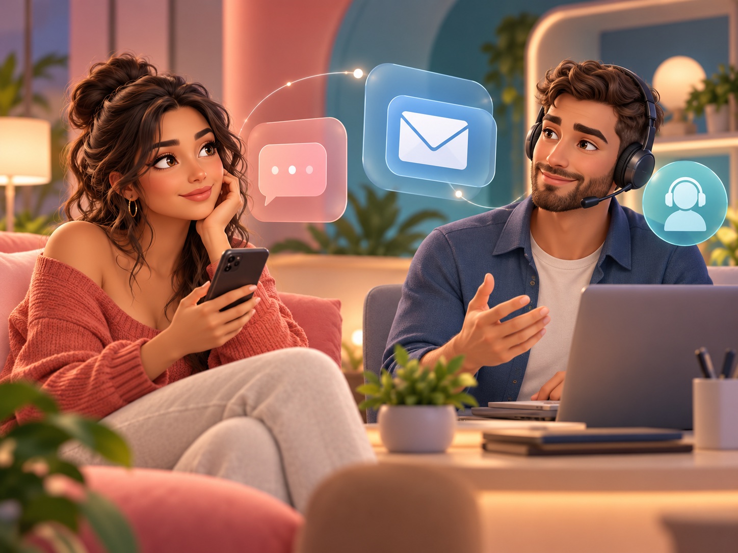 Adult avatar user getting help from a phizley support specialist.
